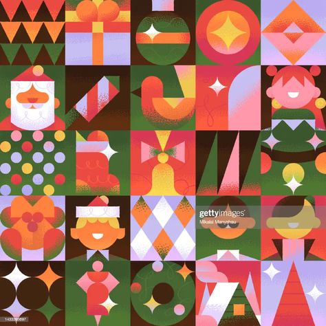 Squarry Christmas High-Res Vector Graphic - Getty Images Geometric Christmas Illustration, Christmas Graphic Illustration, New Year Card Illustration, Christmas Geometric Pattern, Festive Graphic Design, Christmas Graphic Design Inspiration, Christmas Design Graphic, Christmas Geometry, Christmas Branding