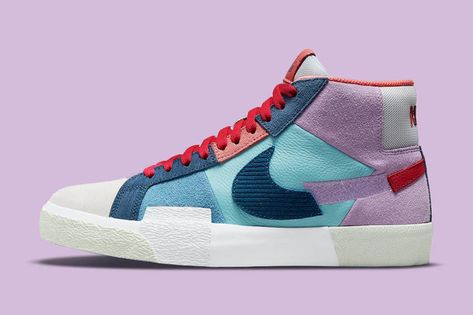 Nike SB Blazer Mid "Mosaic Pack" Release Date | Nice Kicks Nike Sb Zoom Blazer Mid, Nike Sb Zoom Blazer, Nike Sb Blazer, Nike Snkrs, Nike Sb Zoom, Blue Mosaic, Nike Blazers Mid, Turquoise Leather, Nike Brand