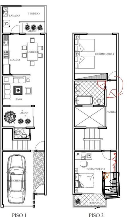 Small Apartment Plans, Two Storey House Plans, Single Storey House Plans, Office Floor Plan, Narrow House Designs, Narrow House Plans, Hotel Floor, Long House, Compact House