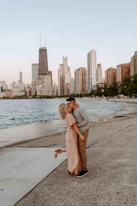 North Avenue Beach Chicago Engagement Session in the summer — Marissa Kelly Photography | Chicago and Iowa Wedding Photographer Skyline Engagement Photos, Chicago Engagement Pictures, Chicago Wedding Photos, Chicago Beach, Chicago Engagement Photos, Barn Wedding Photos, Iowa Wedding, City Engagement Photos, Chicago Engagement