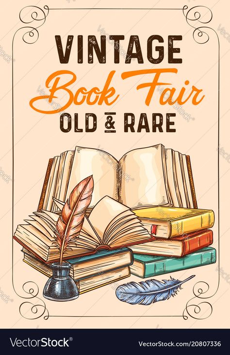 Literature Design Poster, Vintage Books Drawing, Literature Poster Design, Vintage Book Drawing, Book Fair Poster Ideas, Literature Posters Aesthetic, Vintage Book Posters, Books Poster Design, 21st Century Literature Poster