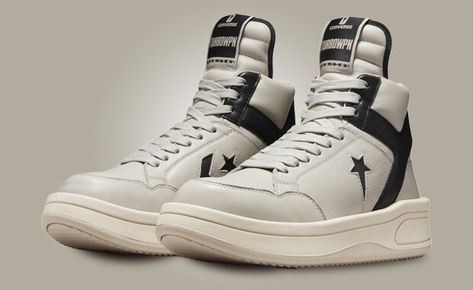 Avant-garde meets athletic wear as Rick Owens and Converse unveil the DRKSHDW TURBOWPN Cream Black. Find release information and images here. Converse Drkshdw, Rick Owens X Converse, The Rick, Nike Snkrs, Black Clouds, Sneaker Release, Cream Style, Latest Sneakers, Converse All Star