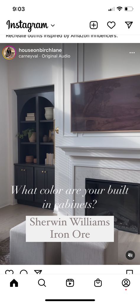 Iron Ore Built In Cabinets Fireplace, Iron Ore Built Ins Fireplace, Iron Ore Built Ins, Cabinet Fireplace, Iron Ore, Built In Cabinets, Painting Cabinets, Sherwin Williams, Built Ins