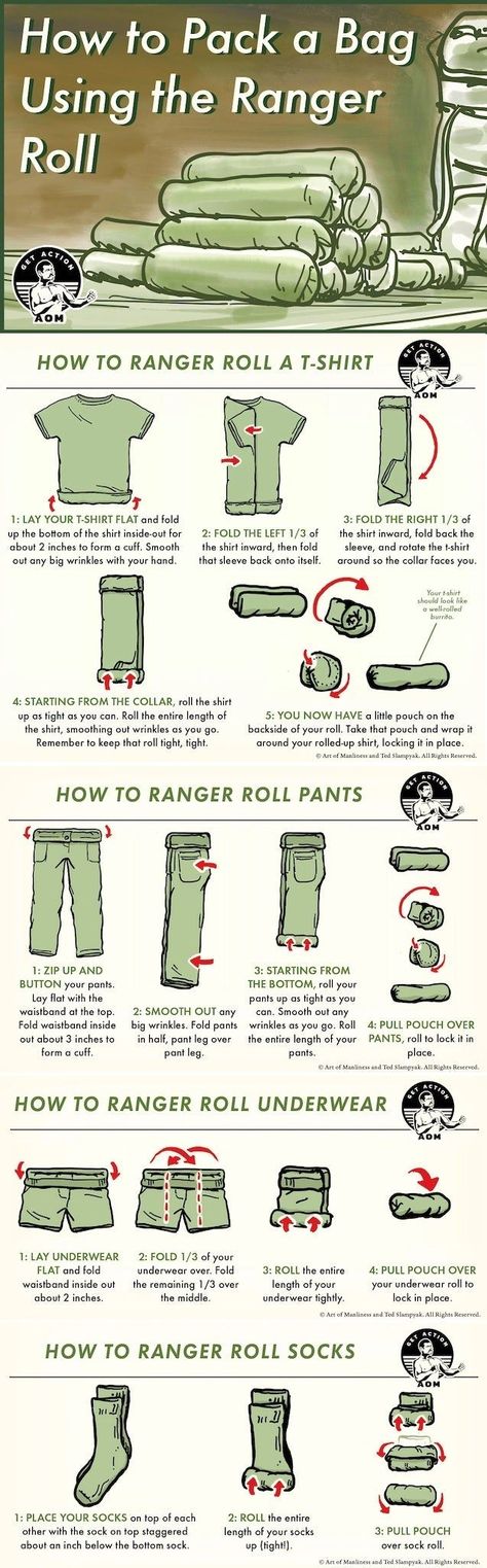 Ranger Roll, Packing Hacks Clothes, Survival Skills Life Hacks, Seni Dan Kraf, Clothes Organization Diy, Survival Life Hacks, Survival Techniques, Survival Life, Kraf Diy