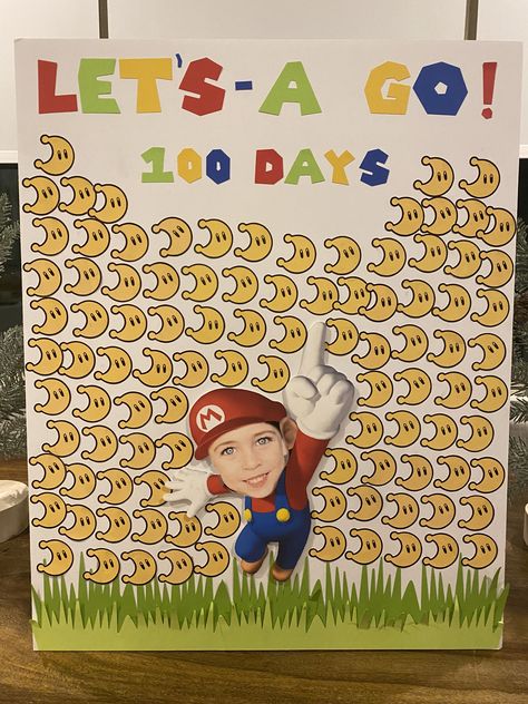 Mario 100 Days Of School Poster, Mario Oddessy, 100th Day Of School Projects Posters, 100 Days Of School Project Posters, 100 Day Of School Poster Board Ideas, 100 Days Of School Poster Ideas, 100 Days Poster, 100th Day Of School Poster, 100 Days Of School Poster