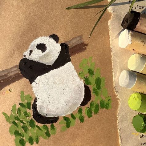 Oil Pastels Drawing, Cute Panda Drawing, Panda Painting, Oil Pastel Drawings Easy, Panda Drawing, Whimsical Art Journal, Pastel Crayons, Pastel Artwork, Oil Pastel Paintings