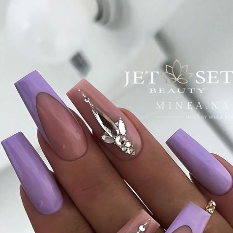 Nails By Minea Bergström on Instagram: "Dreamyy 💜☁️💜☁️💜 ————————————————————————— Products used: • One Stroke Gel Dreamy • Galmour Cover Pastel Love • Crystal Shine Top Coat Products from @jet_set_beauty_nails 💅🏼 ————————————————————————— #purplenails #crystalnails #frenchnails #lilacnails #springnails #simplenails #nudenails #longnails ————————————————————————— #rakennekynnet #geelikynnet #gelnails #gelenaglar #nailsofinstagram #nailsoftheday #nailinspiration #rakennekynnetjoensuu #geelikynnetjoensuu" Lilac Nails, Crystal Nails, Purple Nails, Nude Nails, French Nails, Simple Nails, Beauty Nails, Top Coat, Long Nails