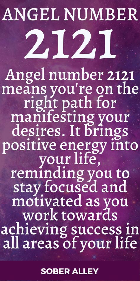 Angel number 2121 means you're on the right path for manifesting your desires. It brings positive energy into your life, reminding you to stay focused and motivated as you work towards achieving success in all areas of your life.  Trust that the Universe is sending you a special message of encouragement and strength. Remember to always stay true to yourself! Believe in your goals and dreams, and you'll be sure to manifest them into reality. Have faith, take action, and enjoy the ride! 1122 Meaning, Numerology Life Path, Angel Number Meanings, Dream Symbols, Number Meanings, Spiritual Manifestation, Hidden Messages, Angel Messages, Life Journey