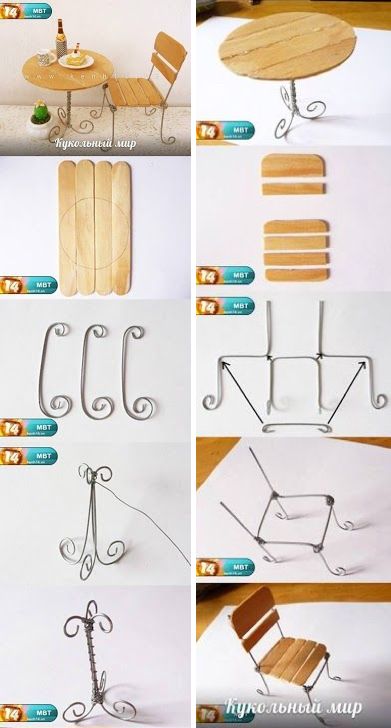 Diy Popsicle Stick Crafts, Diy Popsicle, Doll Furniture Diy, Diy Barbie Furniture, Fairy Furniture, Mini Doll House, Doll House Crafts, Dollhouse Miniatures Diy, Popsicle Stick Crafts