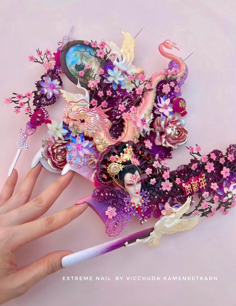 Nail Competition, Sparkly Acrylic Nails, Extreme Nails, Disney Diy Crafts, Crazy Nail Art, Stiletto Nail Art, Fantasy Nails, Crazy Nails, Disney Nails