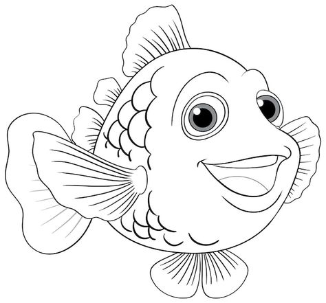 Free vector cartoon outline of a fish | Free Vector #Freepik #freevector #fish-outline #fish-drawing #cartoon-drawing #art Pop Manga Coloring Book, Cartoon Outline, Crafts 2024, Fish Outline, Fish Sketch, Pop Manga, Image Of Fish, Kawaii Fairy, Pop Art Coloring Pages