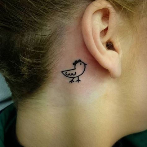 Simple Bird Tattoo, Chicken Tattoo, Tiny Bird Tattoos, Tattoo Behind Ear, Tattoo Bird, Small Bird Tattoo, Ear Tattoos, Bird Tattoo, Tragus Piercing