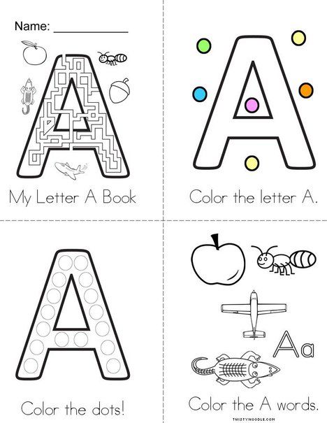 Letter A Fun! Book from TwistyNoodle.com Letter A Activity, Letter Of The Week Activities, Phonics Worksheets Free, Dot Letters, Toddler Craft, Twisty Noodle, Mini Booklet, Alphabet Learning, Alphabet A