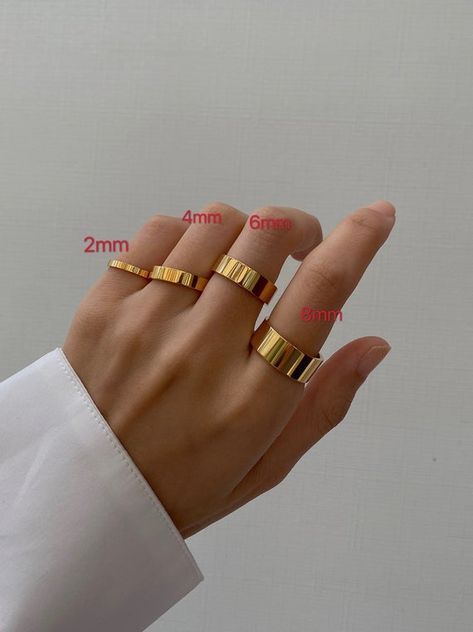 Simple Ring Design, Thick Gold Ring, Shape Icon, Plain Ring, Plain Gold Ring, Aesthetic Rings, Ring Couple, Plain Rings, Gold Rings Simple