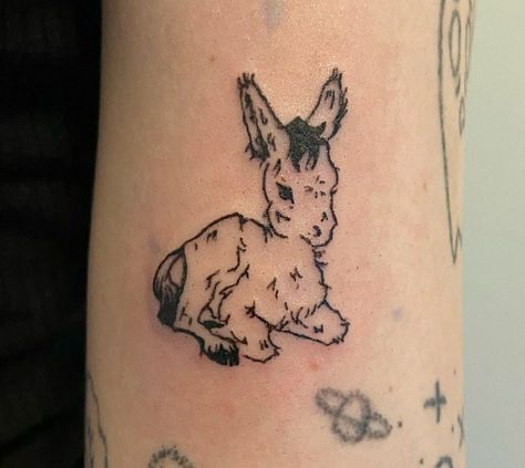 Weird Traditional Tattoo, Donkey Tattoo, Unusual Tattoos, Unusual Tattoo, Funky Tattoos, 100 Tattoo, Sweet Tattoos, Stomach Tattoos, Small Hand Tattoos