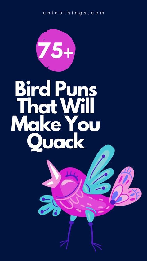 Fly high on the wings of laughter with these funny and hilarious Bird puns that are simply good to sweeten your day with laughs. Flying Puns, Bird Puns, Witty Comebacks, Double Entendre, Cute Puns, Funny Birds, Story Characters, Fly High, The Wings