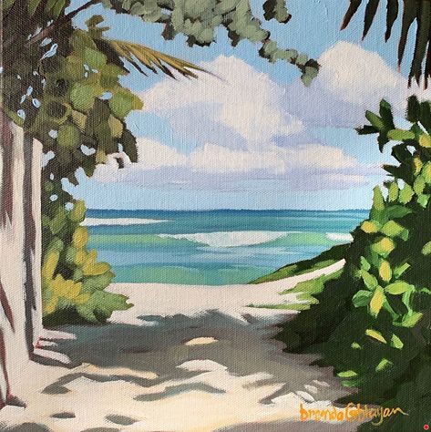 Brenda Cablayan Artworks Gallery Ocean Landscape Painting, Beach Scene Painting, Beachy Art, Minimal Painting, Art Folder, Beach Scene, Abstract Landscape Painting, Botanical Drawings, Beginner Painting