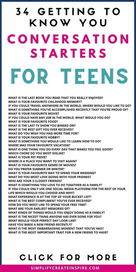 Questions You Can Ask Your Friends, Starter Questions Conversation, Teen Conversation Starters, Questions To Ask Your Teenage Daughter, Questions To Ask A Boy Over Text, Questions To Ask Your Teenage Son, How To Initiate A Conversation, Therapy Questions For Teens, Communication Activities For Teens