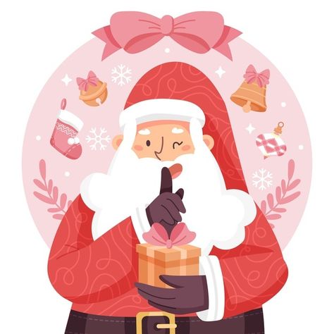 Santa Illustration, Vector Hand, Pink Christmas, Secret Santa, Graphic Resources, Hand Drawn, Vector Free, How To Draw Hands, Fictional Characters