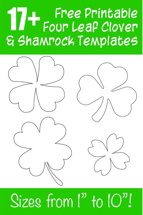 17+ free printable shamrock templates from small to huge! Sizes range from 1" up to 10"! So many free four leaf clover patterns! Shamrock Applique Pattern, Shamrock Embroidery Patterns, Free St Patrick's Day Printables, Shamrock Template Free Printables, Four Leaf Clover Template, Clover Templates, Shamrock Stencil, Shamrock Printable, Shamrock Template