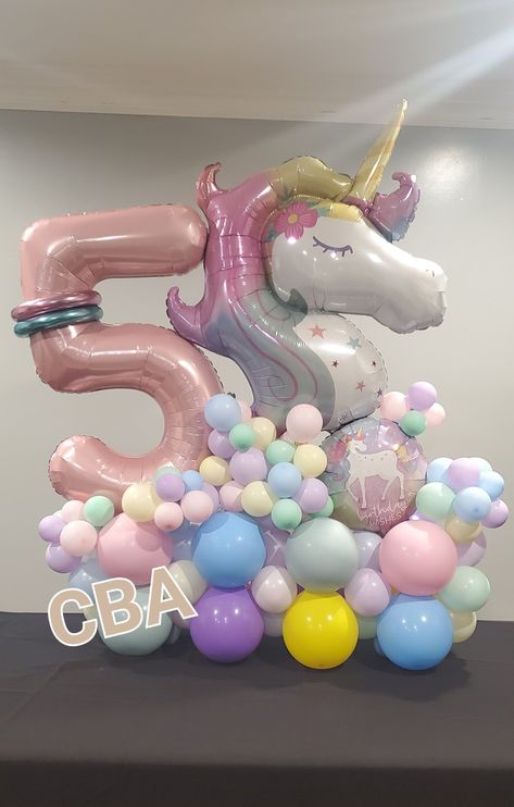 Unicorn Balloon Bouquet, Balloon Tower, Unicorn Balloon, Birthday Themes, Third Birthday, Balloon Bouquet, 7th Birthday, Foil Balloons, Birthday Balloons