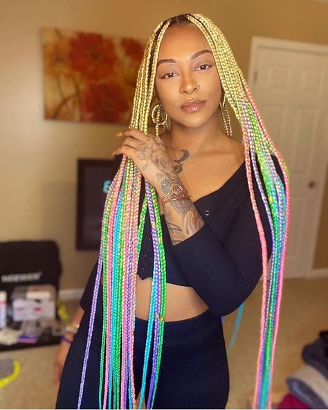 Hairstyles Fairy, Fairy Hairstyles, Pre Looped Crochet Hair, Hair Box Braids, Hair Extensions For Black Women, Extensions For Black Women, Box Braids Crochet, Yellow Hair Color, Ombre Crochet