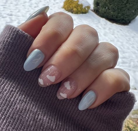 Cloudy Nails, Pastel Blue Nails, Beginner Nail Designs, Cloud Nails, Nail Art Designs For Beginners, Nail 2023, Blue Gel Nails, Easy Nail Art Designs, Sky Nails