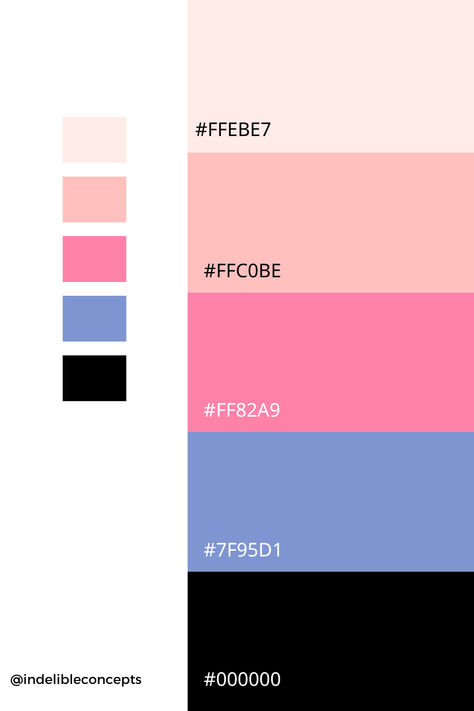 Light Pink, Rose, and Blue Color Palette. | #rose #lightpink #blue #graphicdesigner #colorpalette #designtips #contentdesign #contentcreation #brandidentity Ice Pink Color Palette, White Pink Blue Color Palettes, Blue And Pink Branding Color Palette, Pink And Royal Blue, Pink Skin Tone, Dance Logo, Colorful Playroom, Black Color Palette, Blue Color Palette