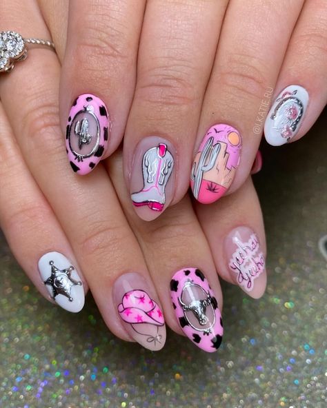 Cowgirl Nails, Coachella Nails, Rodeo Nails, Junk Nails, Western Nails, Dream Nails, Cute Nail Designs, Funky Nails, Types Of Nails