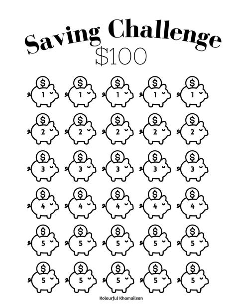 Savings Challenge Pounds, Cute Savings Challenge, Low Income Savings Challenge Biweekly, Savings Challenge For Kids, Dollar Printable, Money Saving Challenge Low Income, Easy Savings Challenge, 100 Savings Challenge, Savings Challenge Low Income