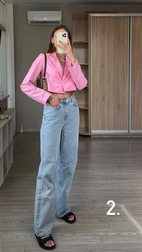 Crop Blazer And Jeans Outfit, Cropped Blazer With Jeans, Cropped Blazer Outfit Classy, Crop Blazer Outfit, Blazer Crop, Blazer Outfits Casual, Stylish Fall Outfits, Causal Outfits, Classy Work Outfits