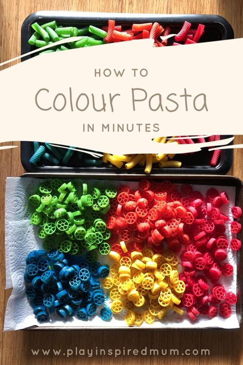 Macaroni Art For Kids, Colored Pasta Recipes, Pasta Art For Kids, Pasta Sensory Bin, Colourful Pasta, Pasta Crafts, 2023 Crafts, Colored Pasta, Pasta Art