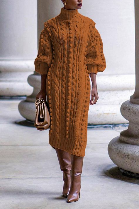 Purchase Twist Knitted Side Split Midi Dress (S-2XL) Mandarin Collar Dress, Straight Clothes, Fitted Turtleneck, Turtleneck Sweater Dress, Sweater Dress Women, Straight Dress, Long Sleeve Turtleneck, Color Fabric, Hip Dress