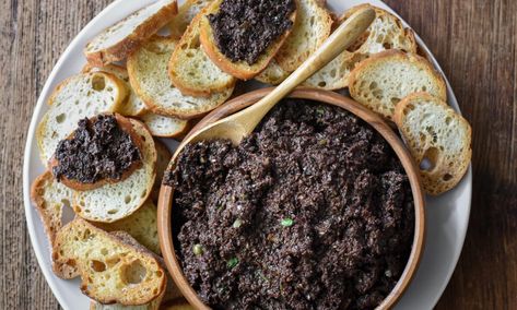 Snacking Like the French: How to Make Classic Black Olive Tapenade Black Olive Tapenade, Deli Counter, Olive Tapenade, Sliced Baguette, Dinner This Week, French Cooking, Green Olives, Tapenade, French Food