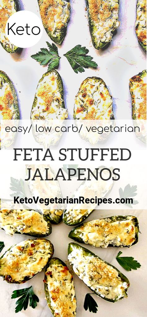 Jalapeno peppers are stuffed with a mixture of cream cheese and Feta stuffed giving a slight spin to the jalapeno popper recipe.  A great low carb appetiser or snack.    #jalapeno #lowcarb #keto #ketovegetarian #appetizer Poppers Jalapeno, Feta Stuffed Peppers, Stuffed Jalapeno, Stuffed Jalapenos, Desserts Cheesecake, Cheese Dips, Feta Cheese Recipes, Jalapeno Popper Recipes, Recipes Fruit