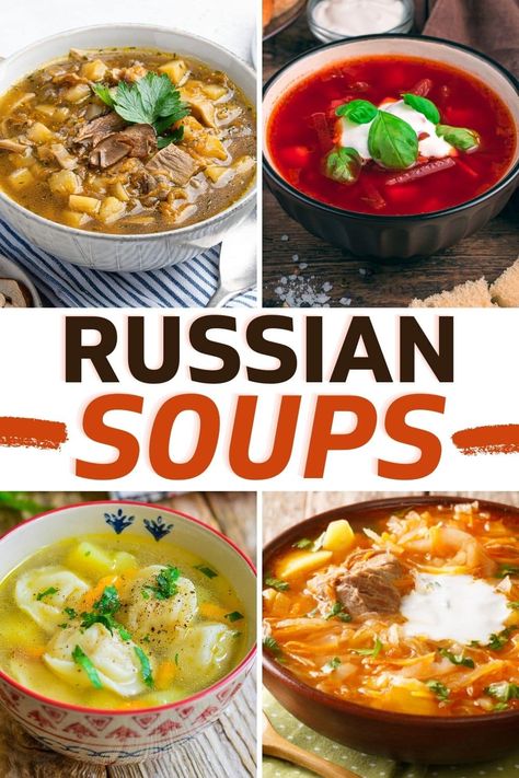 These authentic Russian soups are hearty and delicious! From potato leek to beef barley to traditional borscht, bring a taste of Russia to your kitchen with these bowls. Russian Dishes Traditional, Authentic Russian Recipes, Russian Diet, Russian Soup Recipes, Russian Thanksgiving, Russian Soups, Russian Food Recipes, Borscht Soup Recipe, Russian Borscht Soup