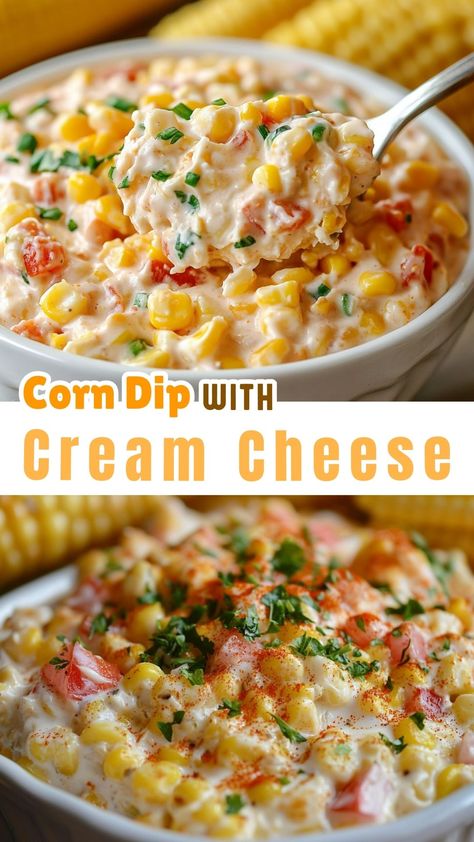 Corn Dip with Cream Cheese Corn Jalapeno Dip Cream Cheese, Corn Dip Without Mayo, Baked Corn Dip With Cream Cheese, Cream Cheese Football Dip, Jalapeno Corn Dip With Cream Cheese, Corn Sausage Dip, Easy Creamy Corn Dip, Super Bowl Corn Dip, Spicy Corn Dip With Cream Cheese