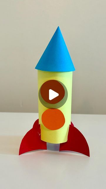 How To Make Rocket With Paper, Rocket Craft Ideas, Rocket Ship Craft Preschool, Paper Rockets For Kids, Rocketship Craft, Play Doo, Rocket Craft For Kids, Rocket Ship Craft, Rocket Project