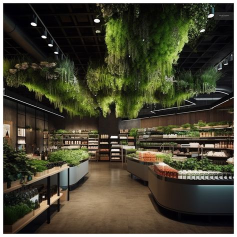 Grocery Market Design, Futuristic Grocery Store, Vegetable Store Design, Organic Market Design, Super Market Design, Backyard Storage Buildings, Market Interior Design, Supermarket Interior, Store Counter Design