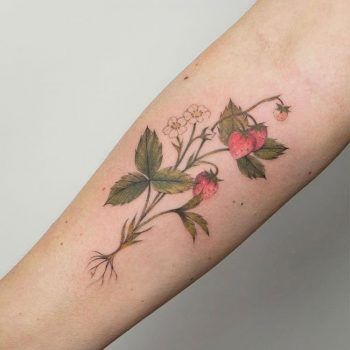 Strawberry Tattoo, Fruit Tattoo, La Tattoo, Trendy Plants, Vine Tattoos, Plant Tattoo, Flower Tattoo Designs, Skin Art, Mini Tattoos