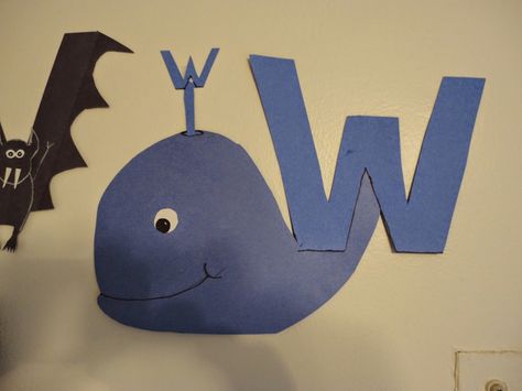 W Is For Whale, Alphabet Project, Preschool Letter Crafts, Nanny Life, Number Crafts, Preschool Letter, Letter Crafts, Preschool Alphabet, Preschool Craft