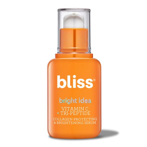 Diminish the look of dark spots & visibly firm skin with the Bright Idea Serum at Bliss. This collagen-protecting & brightening face serum features Vitamin C & tri-peptides to brighten skin while defending from future free-radical damage. Best Vitamin C Serum, Vitamin C Face Serum, Best Vitamin C, Face Brightening, Collagen Serum, Peptide Serum, Skin Care Serum, Laura Geller, Vitamin C Serum