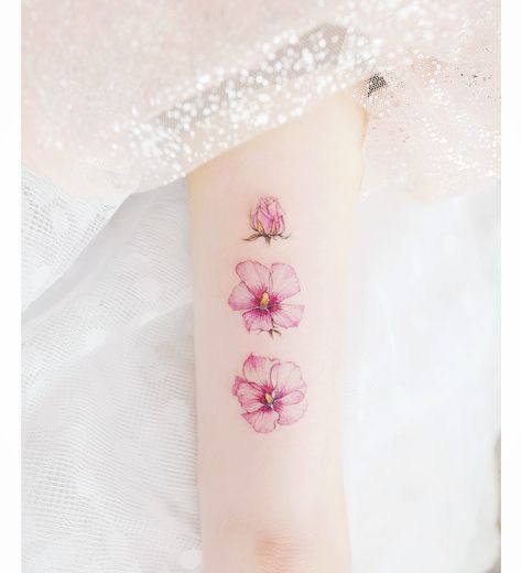 The Rose Of Sharon Tattoo, Rose Of Sharon Tattoo Small, Rose Of Sharon Tattoo, Net Tattoo, Floral Watercolor Tattoo, Watercolor Tattoo Ideas, Rainbow Tattoos, Watercolor Tattoo Flower, Beautiful Flower Tattoos