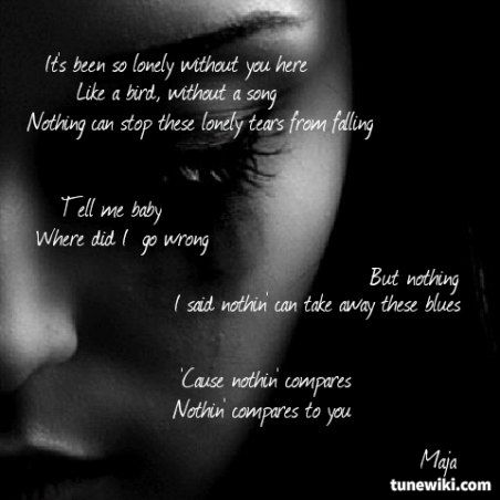 'It's been so lonely without you here, like a bird without a song. Nothing can stop these lonely tears from falling. Tell me Baby, where did I go wrong, But nothin' I said, nothin' can take away these blues. 'Cause nothing compares to you.' ― Sinead Oconner, Nothing Compares to You Nothing Compares To You Lyrics, Nothing Compares To You, Sinead O'connor Nothing Compares To You, Negative Quotes, Nothing Compares 2 U, Kinds Of Poetry, Negativity Quotes, Calm After The Storm, Mum Quotes