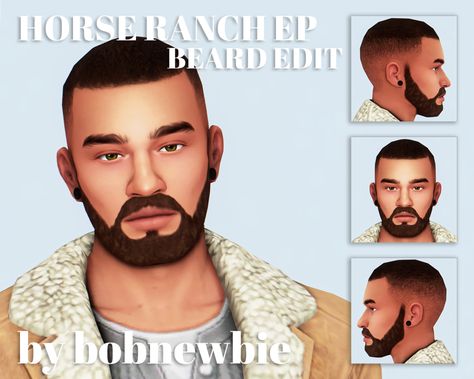 ea have given us yet another beard with lots of potential but (imo) not enough polish. so here i am doing my best to improve it. comparison pics and download link under the cut! Horse Ranch EP Beard... Sims 4 Beard Cc, Sims 4 Beard, Different Beard Styles, I Am Doing My Best, The Sims 4 Skin, Thick Beard, Sims 4 Anime, Big Beards, Doing My Best