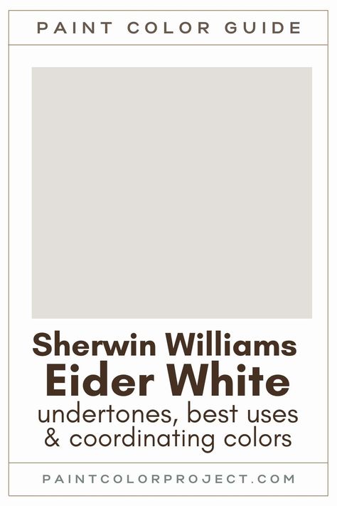 Eager White Sherwin Williams, Eider White Bathroom Walls, Sanctuary Sherwin Williams Paint, Colors That Go With Eider White, Eider White Sherwin Williams Color Palettes, Eider White Sherwin Williams Coordinating Colors, Eider White Color Scheme, Eider White Color Palette, Eider White Vs Snowbound