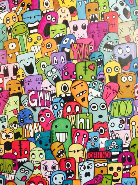 Doodle Art School Theme, Pic Candle Doodle, Doddleoddle Art, Doodle Monster, Doodle Wall, Arte Doodle, Doodle Characters, Art Adventure, Art Sketches Doodles