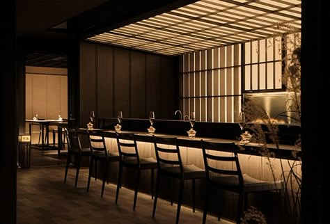 Japanese Restaurant Interior, Restaurant Exterior Design, Japanese Restaurant Design, Sake Bar, Japanese Bar, Japan Interior, Function Hall, Coffee Restaurants, Commercial Center