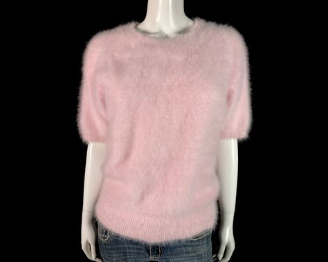 80% Angora Fuzzy NORDSTROM Pink Short Sleeve Pullover Sweater 38"-Bust Light Pink Sweater, Light Pink Sweaters, Angora Sweater, Vintage Calvin Klein, Calvin Klein White, Town Square, Zippered Sweater, Cardigan Sweater Jacket, Short Sleeve Pullover