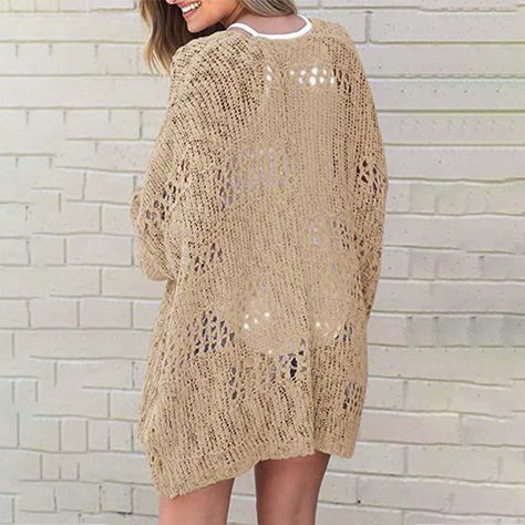 Lightweight Summer Fall Cardigan for Women Spring Open Front Long Batwing Sleeve Netted Crochet Cardigans Sweaters Crochet Cardigans, Crochet Cardigan Sweater, Fall Cardigan, Cardigan For Women, Womens Sweaters, Crochet Cardigan, Batwing Sleeve, Bat Wings, Autumn Summer